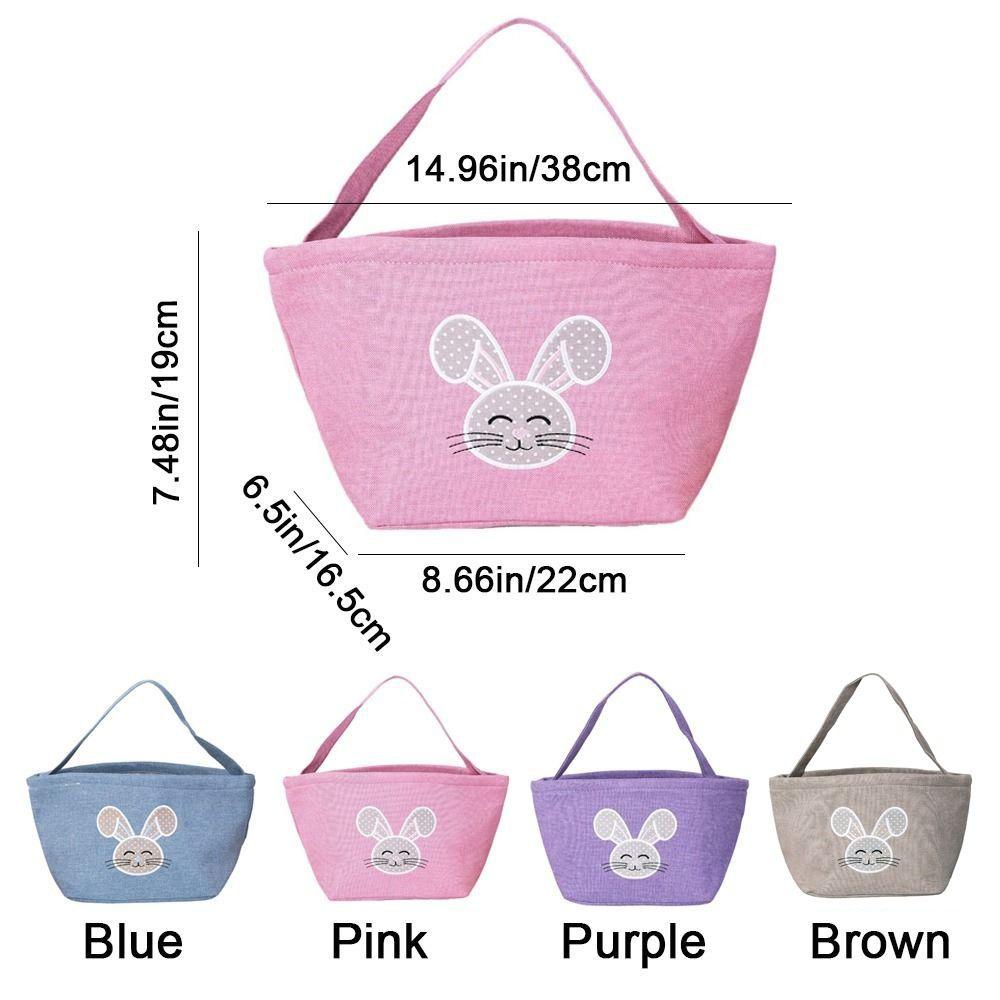 Cartoon Rabbit Storage Basket Large Capacity Wear-resistance Rabbit Egg Basket Decorative with Handle Happy Easter Handbag