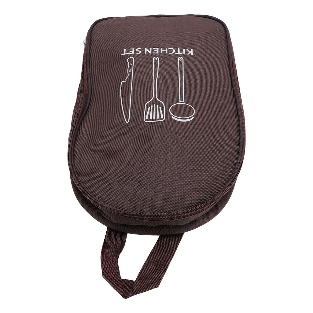 Camping Cookware Storage Bag Portable Camping Cooking Utensils Set Bag Organizer for Outdoor Brown