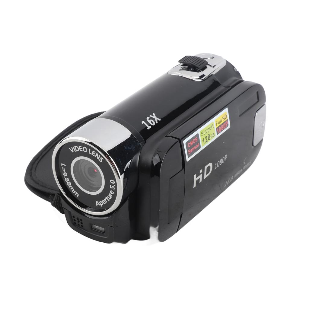 Video Camera with 2.4 Inch Color Screen Fill Light 16MP 1080P 16X Digital Zoom Anti Shake Loop Video Recording