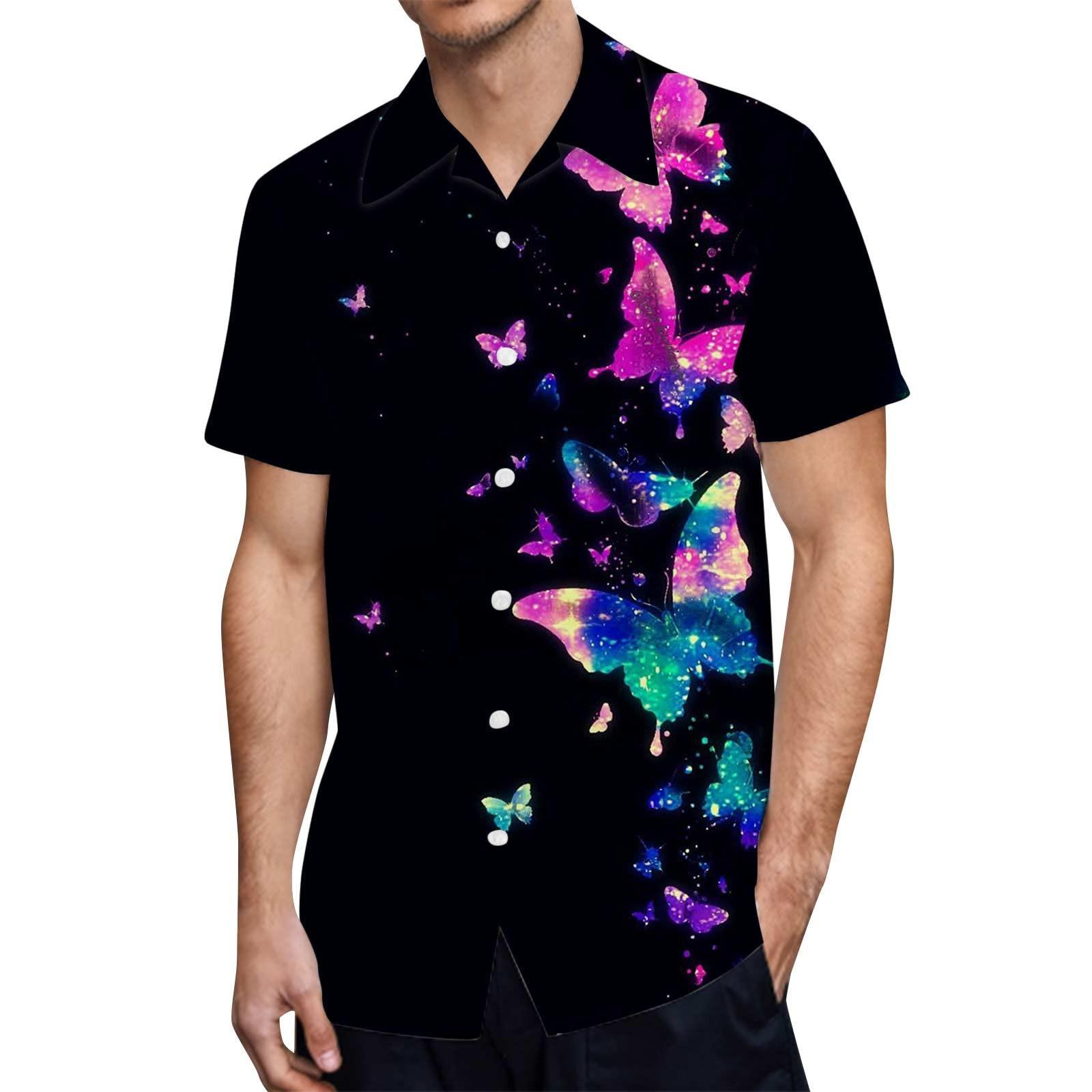 

Чоловіча гавайська сорочка, чоловіча вінтажна сорочка для боулінгу з коротким рукавом, літня пляжна сорочка M фіолетовий