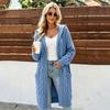 Women's Long Knit Cardigan with Hood - Long Sleeve Sweater Coat with Pockets