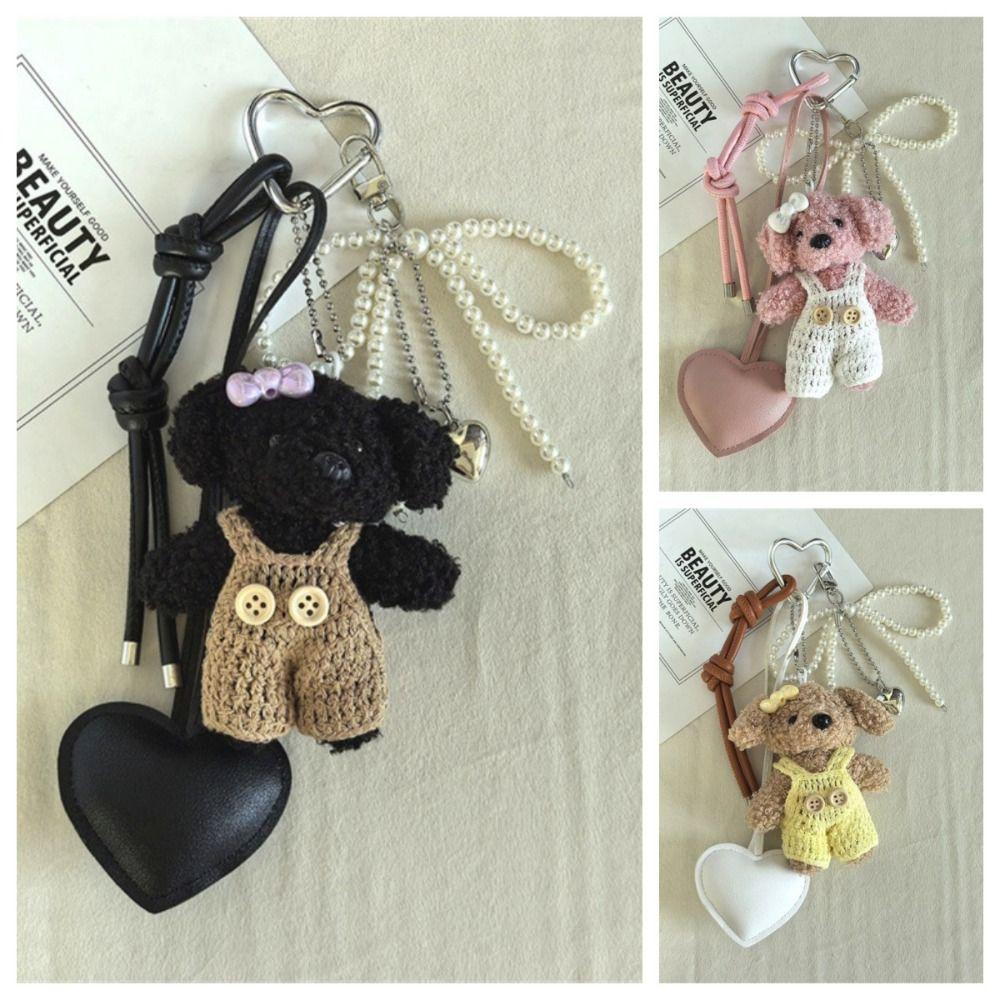 Soft Puppy Plush Keychain PP Cotton Plush Doll Key Pendant Maillard Plush Doll Pendant  Home Decor