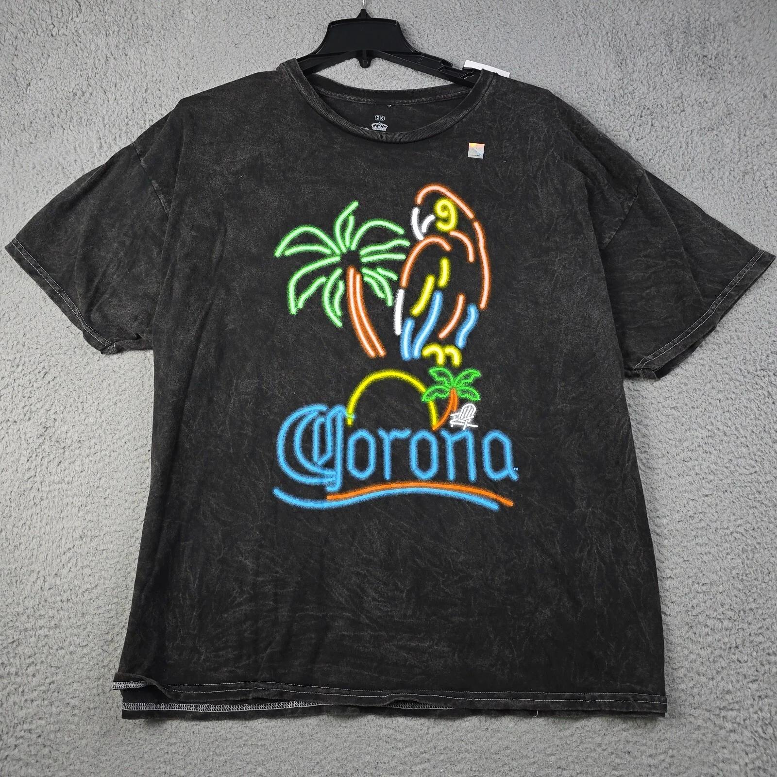 

Corona BEER NEON SHIRT MENS 2XL XXL BLACK Tie Dye Parrot CERVEZA Retro Logo NWD S