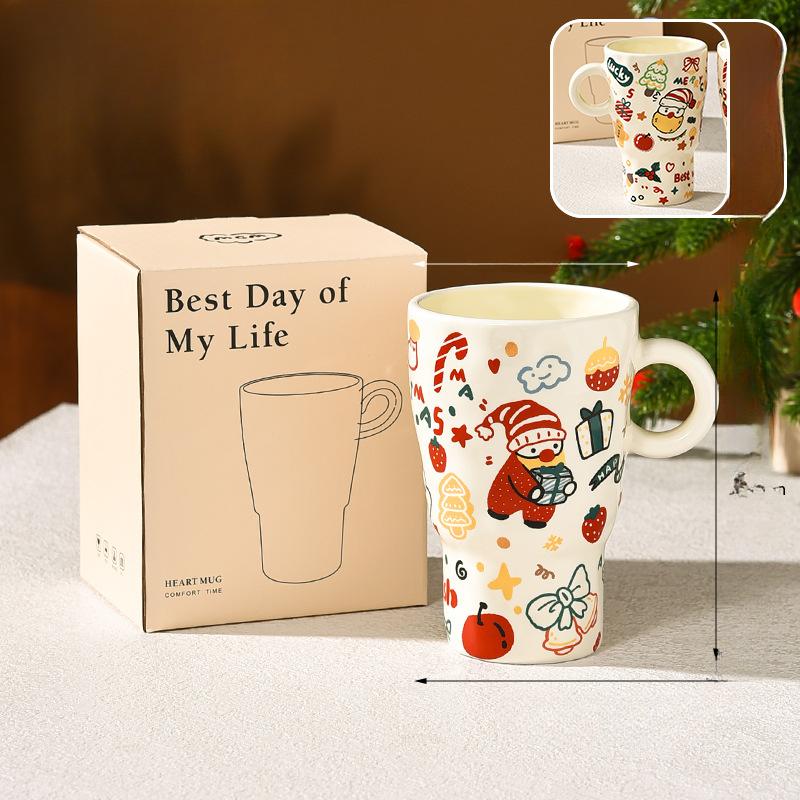 

Кружка на высокой ножке с подарком от Санта-Клауса, большая чашка, креативная мультяшная чашка для воды, керамическая, милая 401-500ml