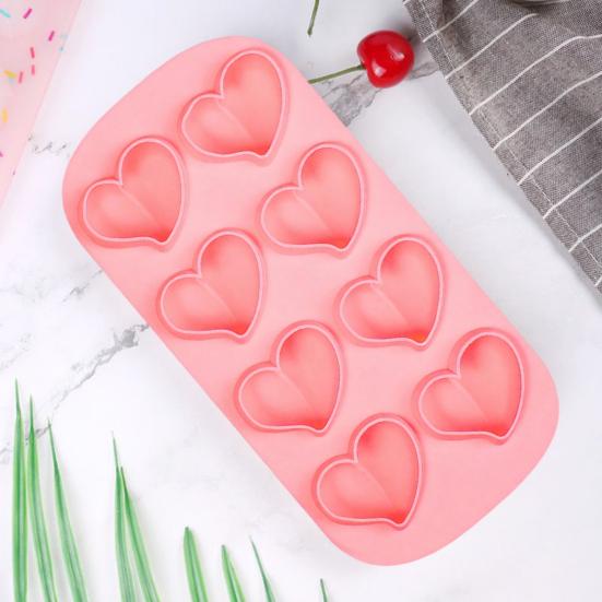 Ice Cube Mold Love Shape Silicone 8-Cavity Ice Cube Tray for Chocolates Jelly Puddings Cake Decorations Romantic Ice Cube Maker