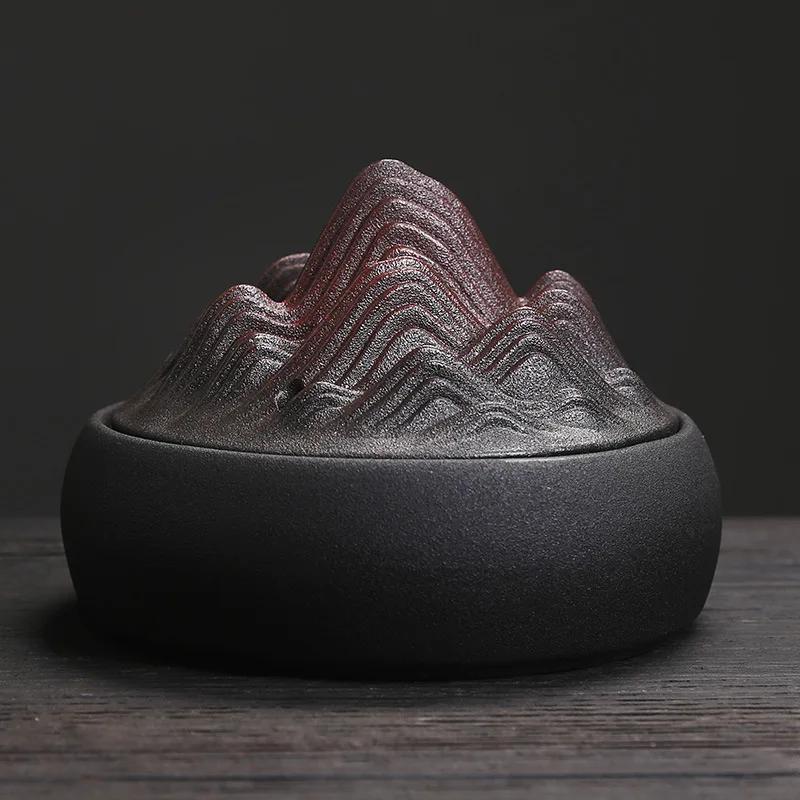 1pc Home Decor Ornaments Mountain Design Fire Prevention Incense Coils Burner Incense Holder Ceramic Censer Zen Tea Pet