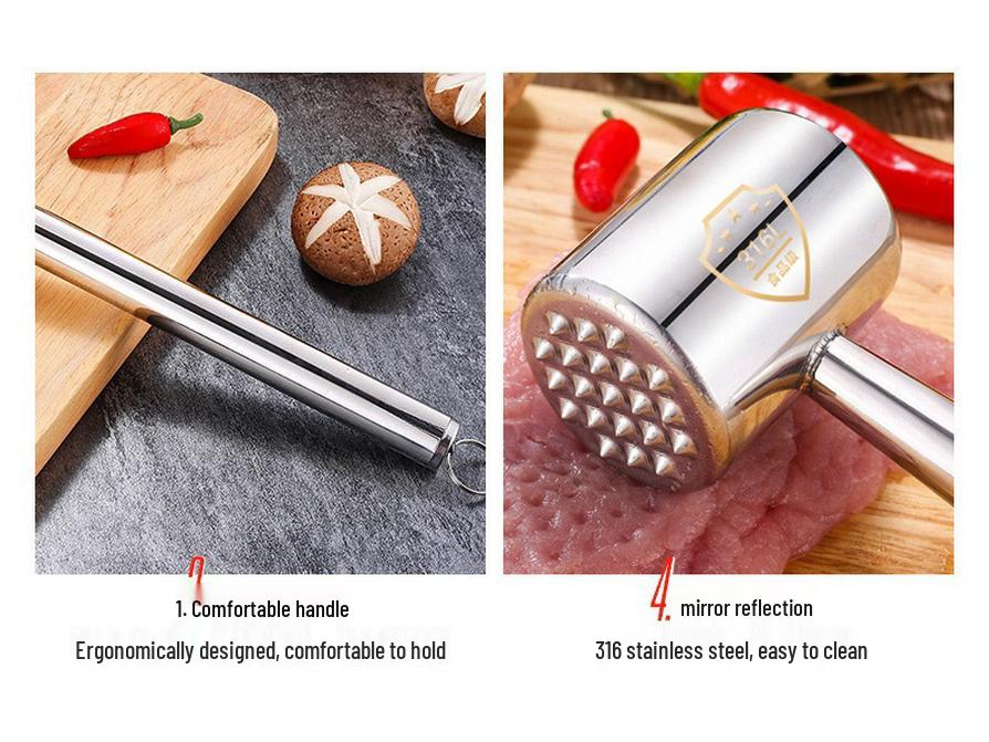 Doppelseitiger Fleischklopferhammer aus Edelstahl für Steaks