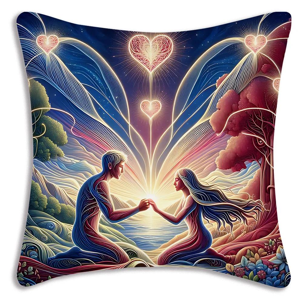 Home Decor Colorful Psychedelic Human Figure Pillow Covers Pattern Cushion Cover Suitable for Sofa Bedroom Car Pillow Cover