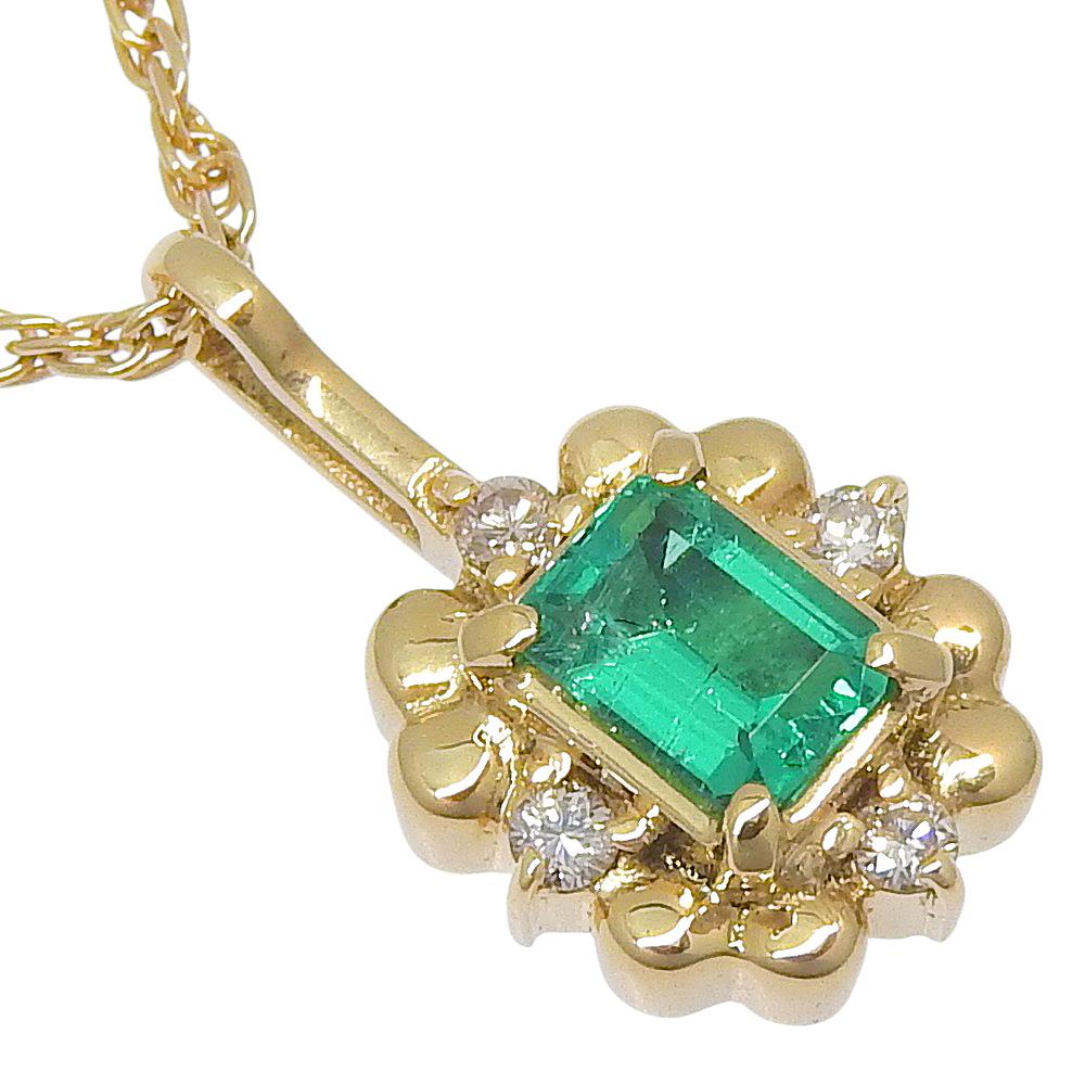 

Necklace K18 yellow gold/Emerald/diamond 3.0g Women Used