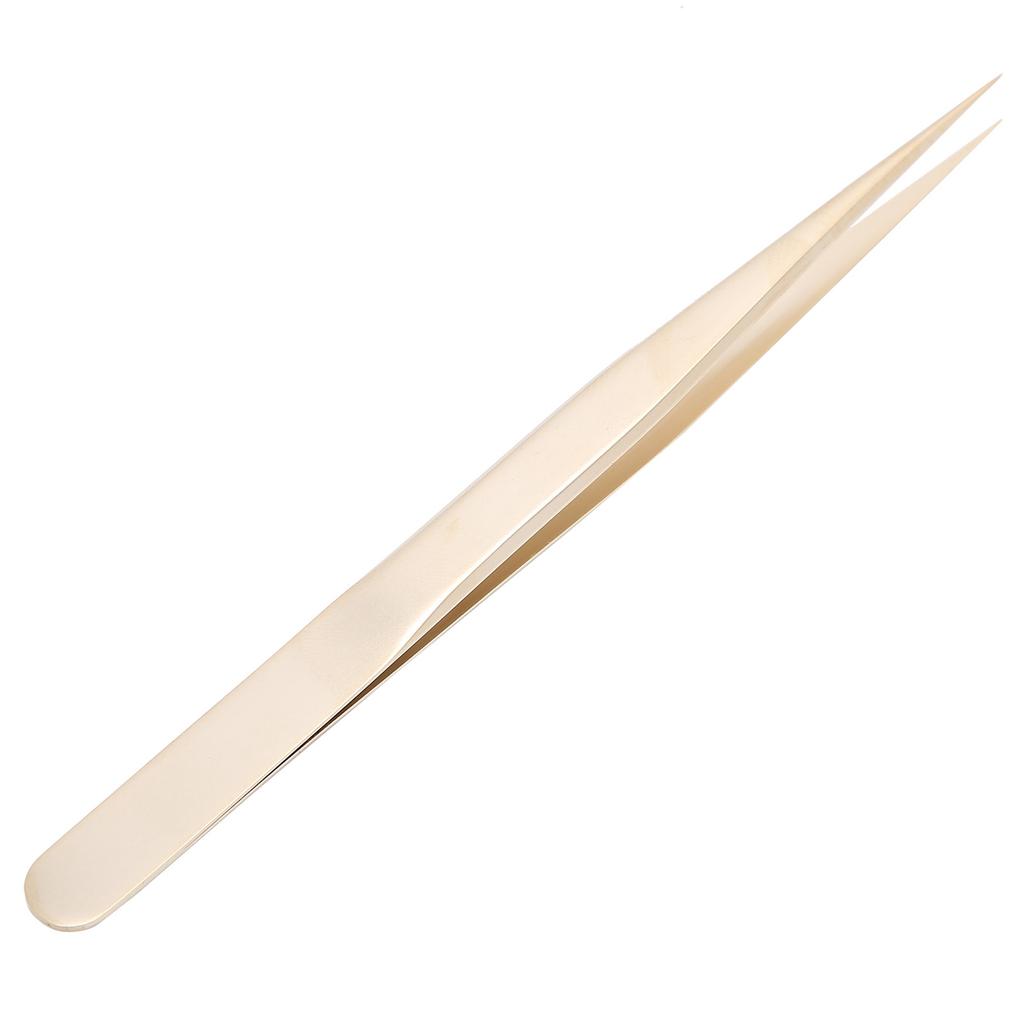 Multifunctional Nail Art Tweezers Steel Golden Straight Tweezers for Eyelashes Manicure