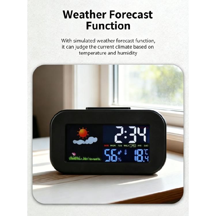 Electronic Weather Clock with Colorful Backlight Simple Design Weather Clock for Indoor Temperature Moisture And Time Display