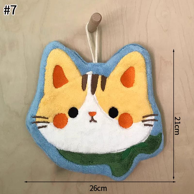 Cartoon Kawaii Kitten Hand Towel Super Absorbent Washing Hand Cloth Kitchen Bathroom Wall Hanging Towels Soft Handkerchief Rag