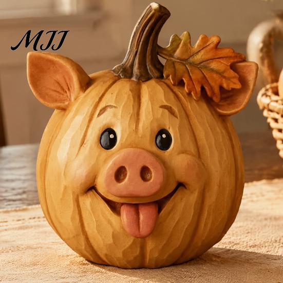 Resin Desktop Statues for Fall Artificial Pumpkin Decor, Cute Animals Decorative Pumpkins, Thanksgiving Pumpkins Unique Holiday Gifts Friends