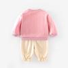 Adorable Girls' Cartoon Bow Sweatshirt & Lace Sweatpants Set - 2025 Autumn Collection
