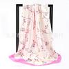 90*90Cm Women Elegant Floral Printed Square Imitation Silk Scarf Hijab Women Luxury Sunscreen And Dustproof Kerchief Head Scarf