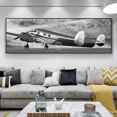 Abstract Black and White Canvas Painting Airplane Posters and Prints Retro Aircraft Wall Art Pictures For Living Room Decor No Frame