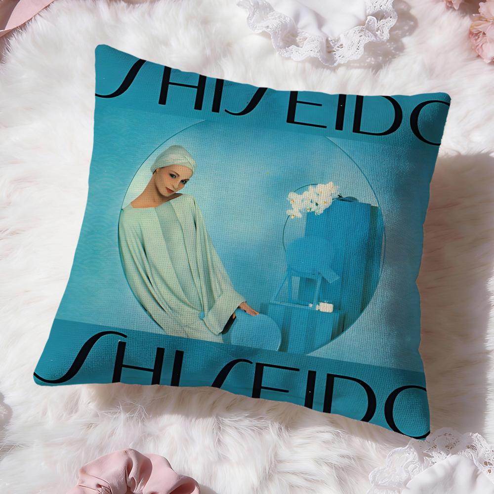 brand logo s-Shiseido Cushion Cover Premium Comfort Reversible Pillow Cove -Two in One Design for Any Room & Car Interior