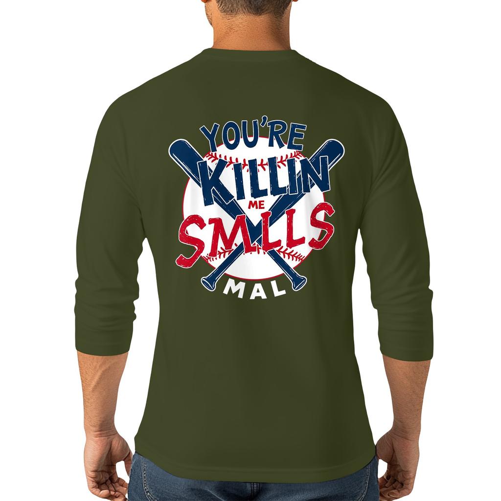 Men's Casual and Fashionable Printed Collar Three-quarter Sleeve Top T-shirt