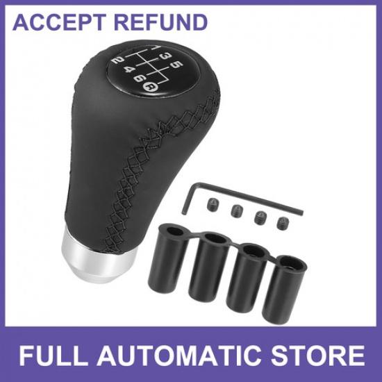 

Universal 6 Speed Car Gear Lever Shift Knob PU Leather Black Stitches