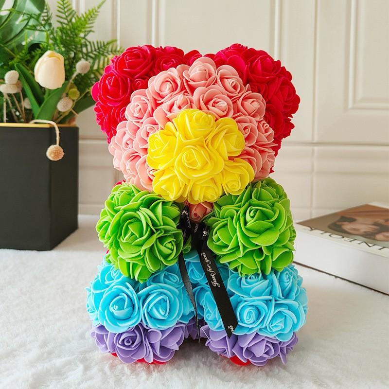 

Valentine s Day gift simulation flower bear foam bear PE rose bear Qixi Festival 520 birthday gift box finished product 25CM