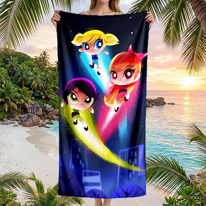 Powerpuff Fashion Beach Towel: Ideal for Summer Adventures Soft, Absorbent and Quick Drying Suitable for Swimming and Bathing