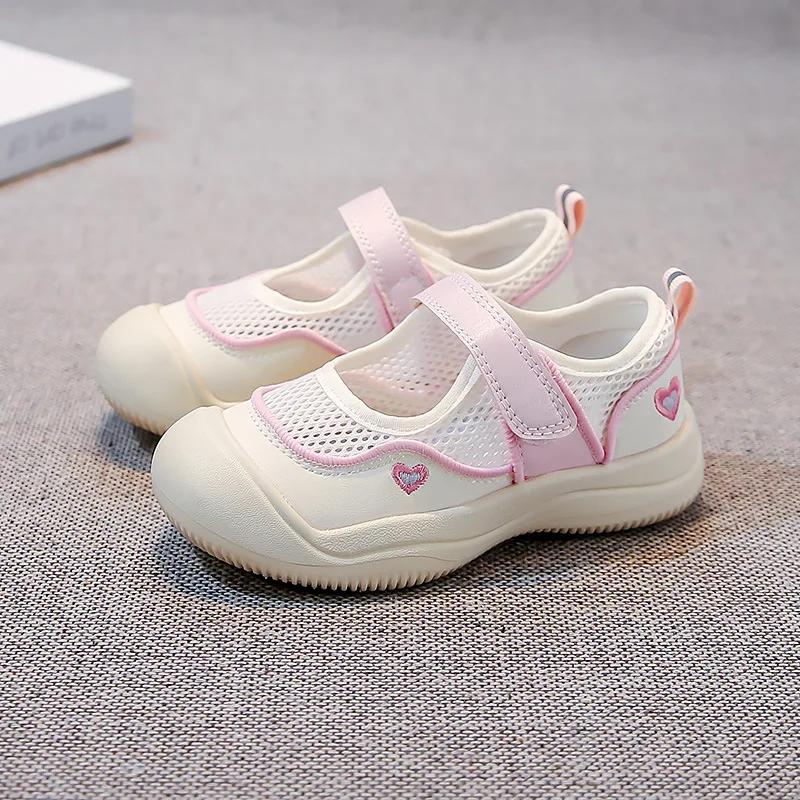 

Summer Girls Sandals Children s Sport Sandals Mesh Fabric Breathable Fashion Flower Baby Kids Outdoor Leisure Sandals 26 розовый