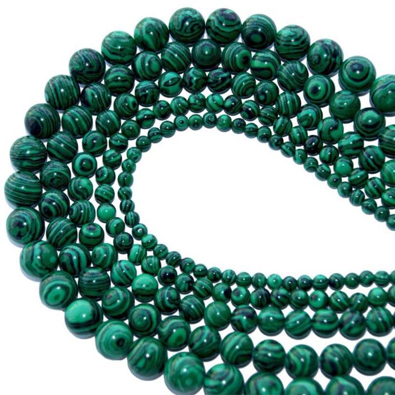 Synthetic Malachite Gemstone Round Spacer Loose Stone Beads Charm 4/6/8/10/12mm