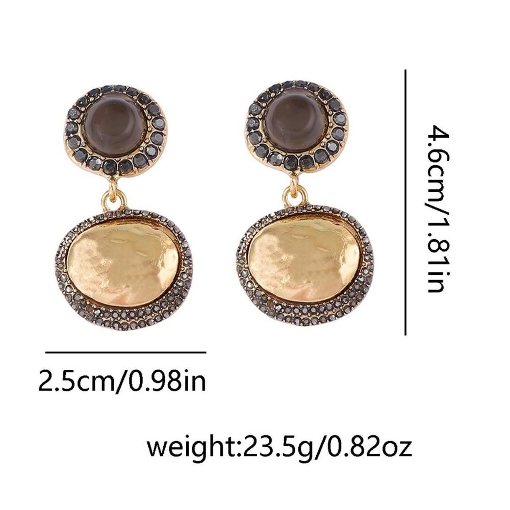 Vintage Trend Dangle Earrings Round Pendant Rhinestone Earrings Fashion Vintage Earrings for Women