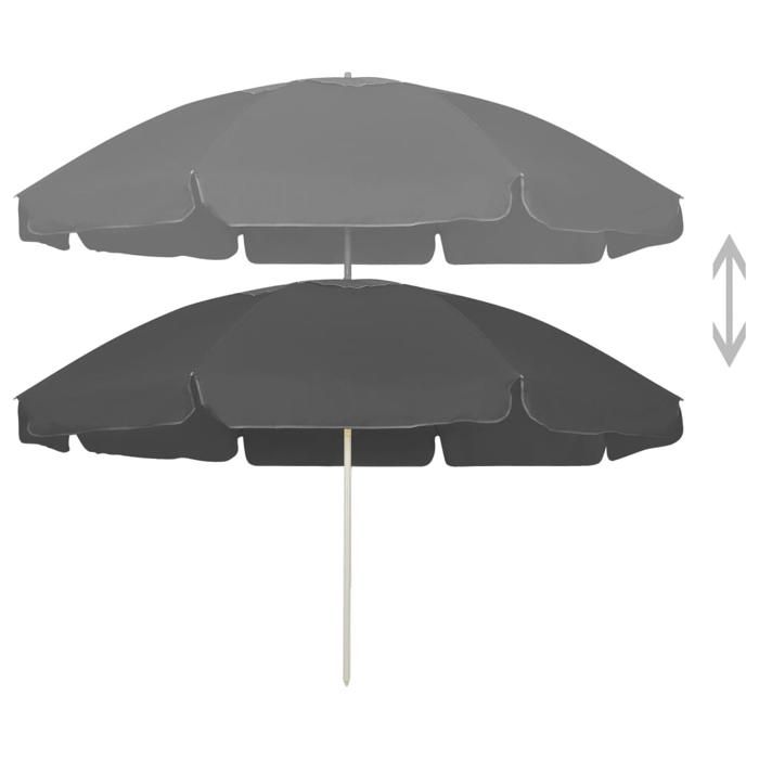 Parasol de plage - Maison Exclusive - Anthracite - Ø207 cm - Polyester anti-UV - Inclinable