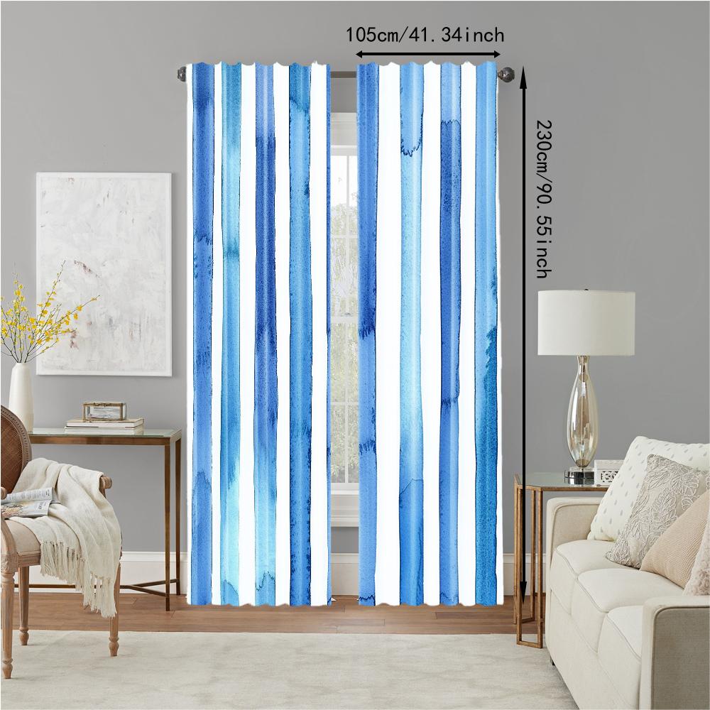 2 Pcs, Versatile Polyester Transparent Curtains for Home Decoration Modern Stripe for Use In Bedrooms and Living Rooms