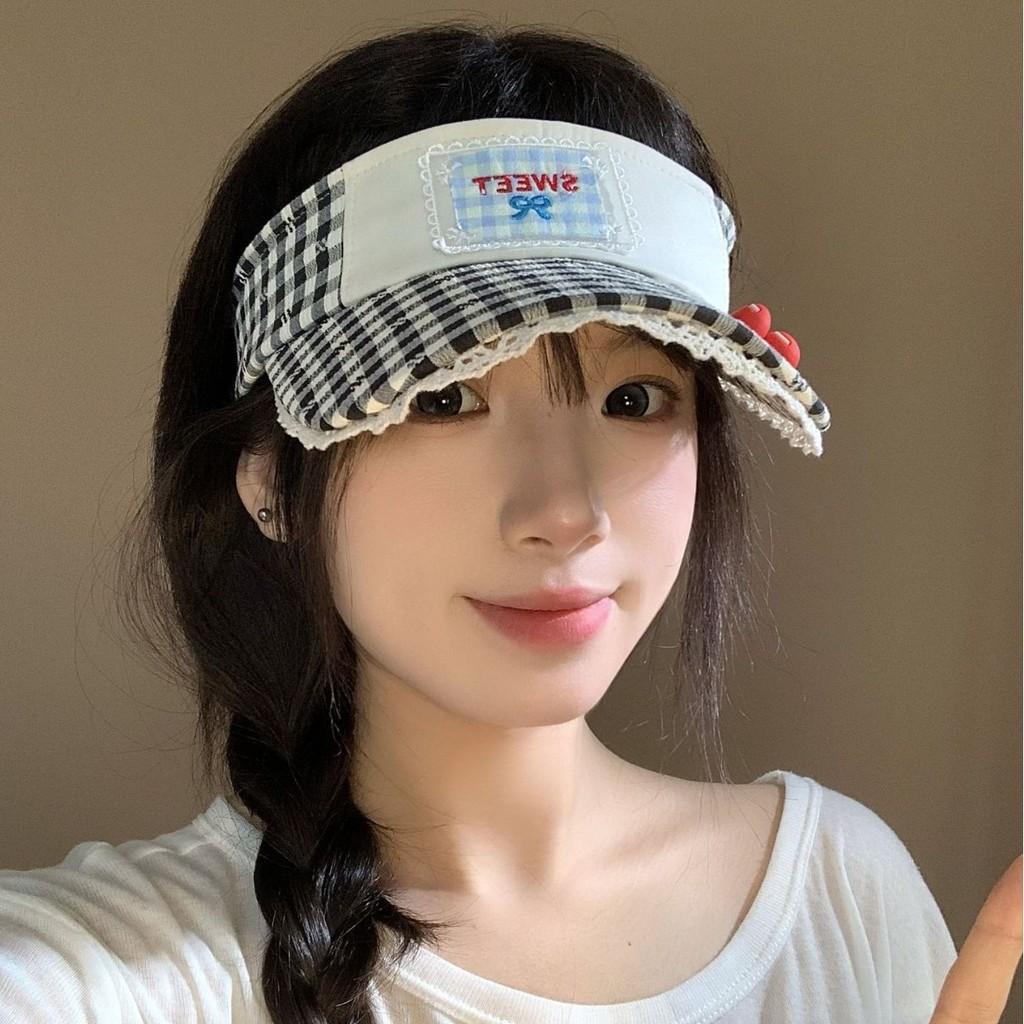 Checkered Printed Black Summer Sun Hat Outdoor Sunshade Breathable Cap Duckbill