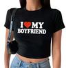 European and American women's clothing spring and summer new ins letter I love ME printed short slim-fitting short-sleeved T-shirt