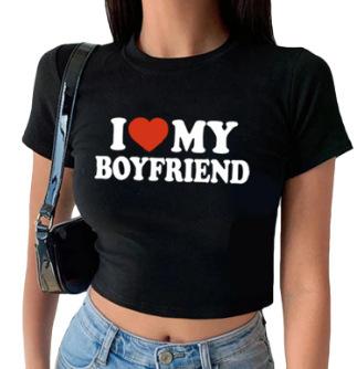 European and American women's clothing spring and summer new ins letter I love ME printed short slim-fitting short-sleeved T-shirt