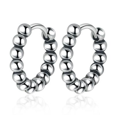 Korean Version of Earrings Women's Simple Geometric Beads Beaded Women's Earrings Ear Buckle Personality Silver Jewelry