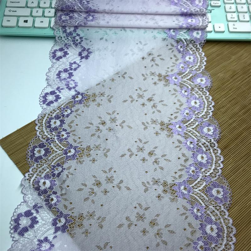 

( 3 цвета) Эластичное кружево шириной 23,5 см, двухцветное эластичное текстильное кружево из спандекса для нижнего белья, бюстгальтеров, одежды, шитья и рукоделия 1 meter x 23.5 cm светло-фиолетовый/фиолетовый