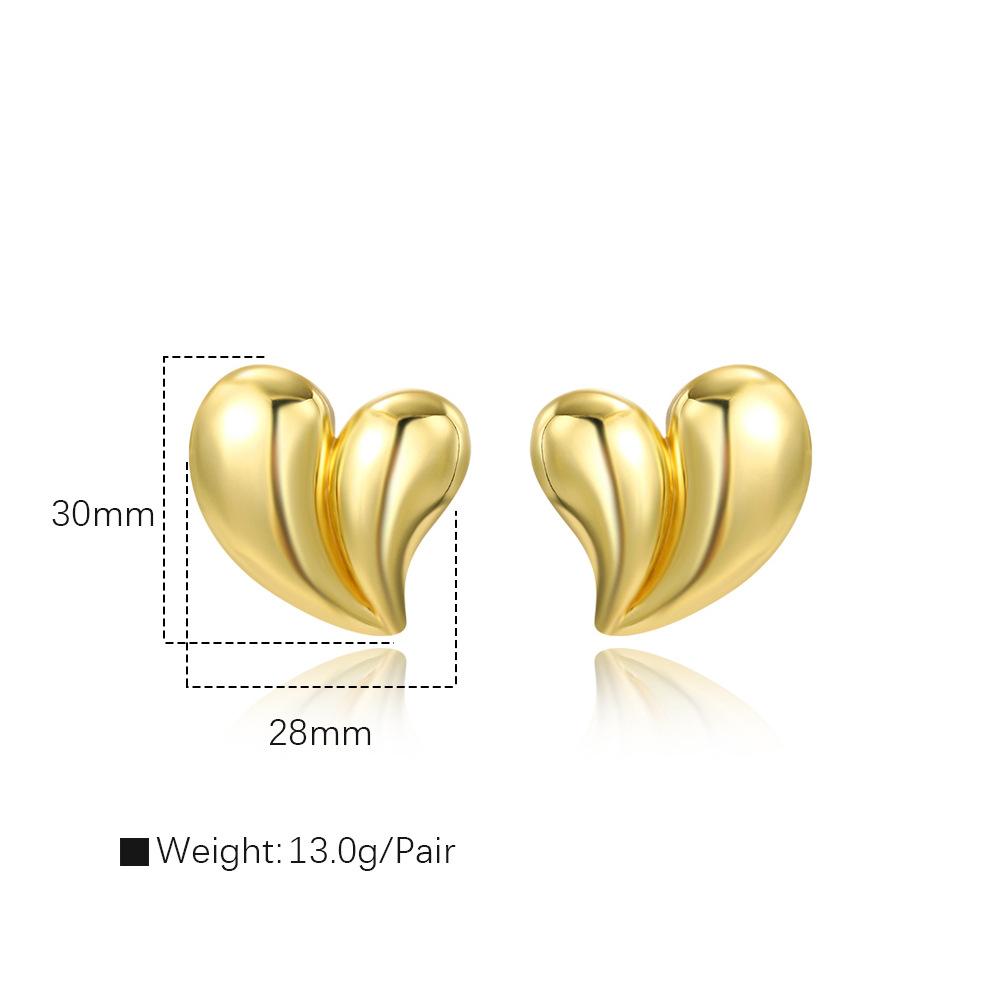 Exaggerated Personality, Fashionable Copper Plated Golden Face, Peach Heart Earrings, Women's Accessories, Asymmetrical Heart-shaped Earrings