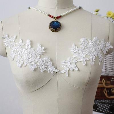 White Flower Piece Lace Flower Cloth Sticker Fabric Car Bone Wedding Dress Accessories Material Embroidery Flower Patch Lace Headdress