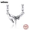 WOSTU 925 Silver Hand In Hand Bead Special Charm Fit Original Bracelet DIY Making Necklace Pendant Jewelry CQC1700