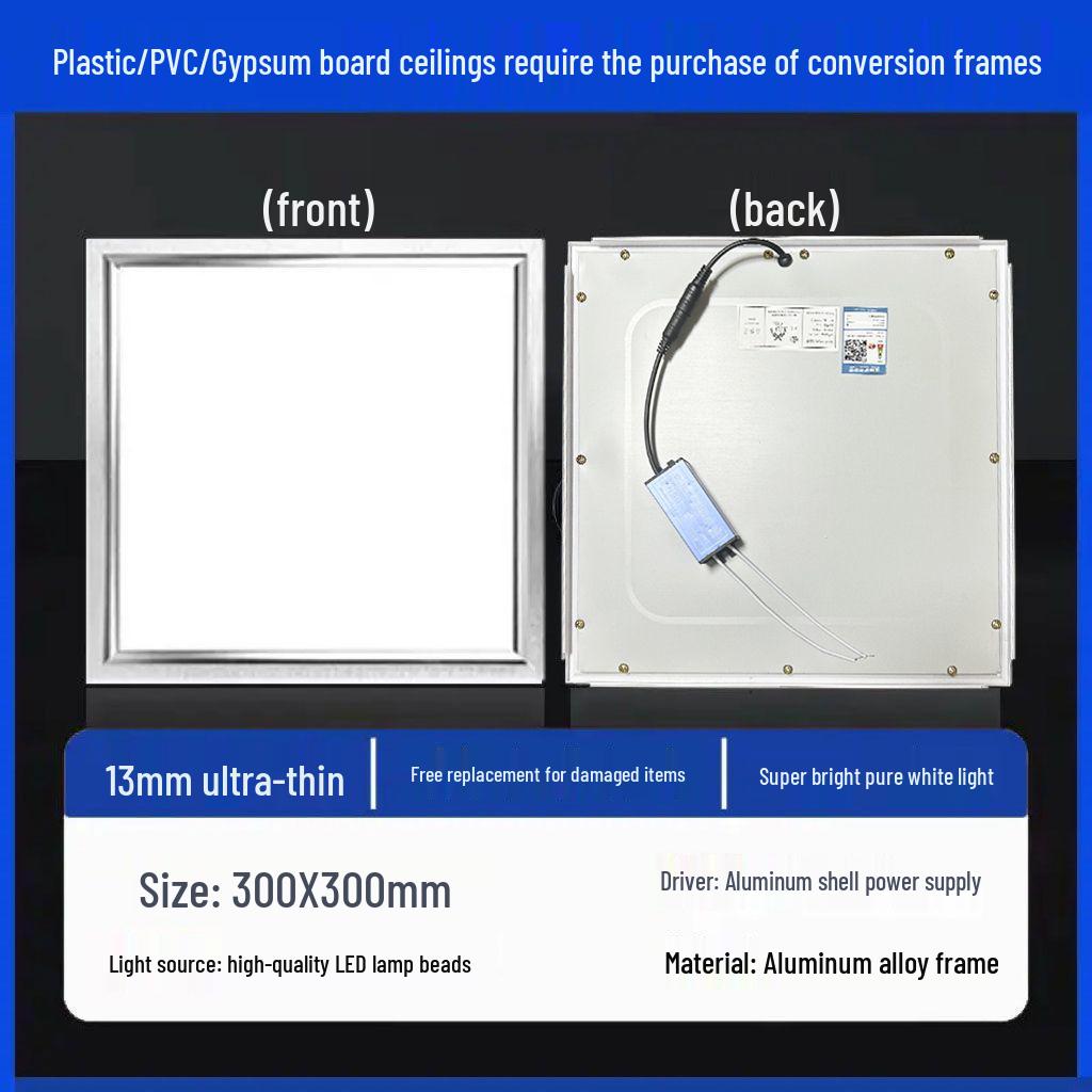 Integrated 300x600 LED Ceiling Light for Kitchen & Bathroom - Recessed Rectangular Clip-in Panel 3030 LED 28W High Bright