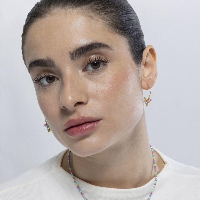 Boucles d'oreilles Luxenter en argent 925 et cristal multicolore avec finition en or jaune 18 carats - Star