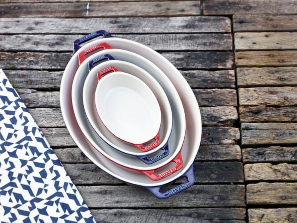 Staub "Oval Dish Cherry" 23cm Ceramic Gratin Dish, Oven and Microwave Safe [Official Japanese Product] Dish 40508-606