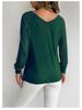 Spring & Autumn Casual Striped V-Neck Long-Sleeve Top for Women - Loose Fit, Large Sizes