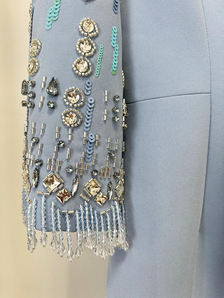 2026 European & American Luxury Evening Gown: Fashionable Long Skirt with Heavy Beading & Rhinestones