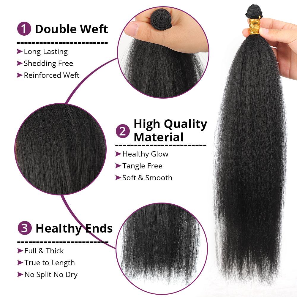 Long Yaki Straight 1 Bundles 14 16 18Inches High Temperature Fiber Synthetic Hair Weave Black Hairpieces Extensions for Women