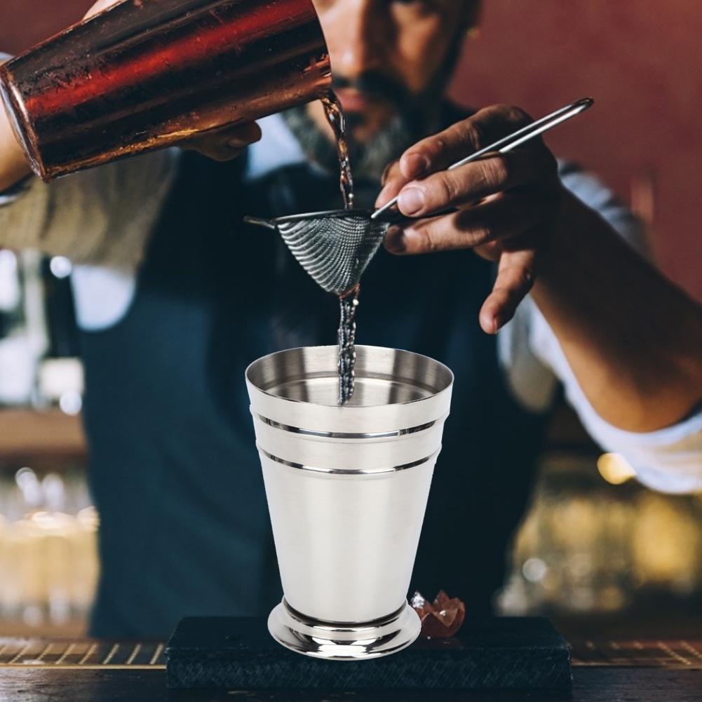 304 Stainless Steel Iced Cocktail Cup Drinking Wine Mug Anti Falling for Bar Party Bartender Tool(Silver 400ML)