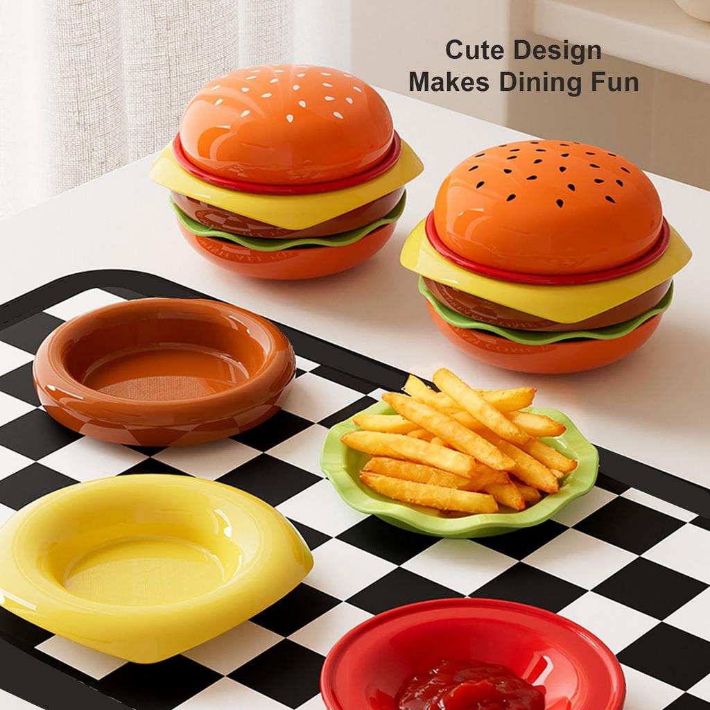 Kitchen Dipping Bowls Soy Sauce Dish Stackable Hamburger Shape Small Appetizer Plates for BBQ Party Snack Dessert