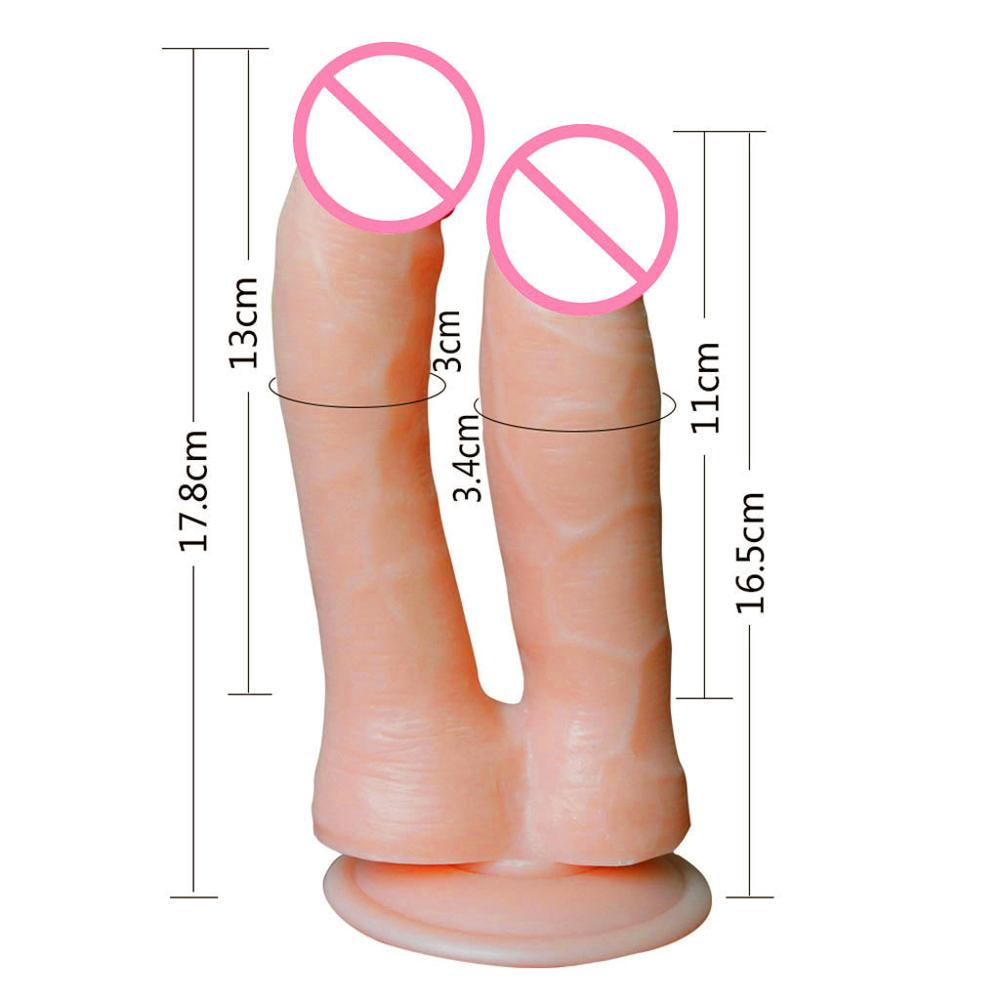 Realistyczne dwustronnie zakończone Dildo Dwustronna penetracja na czele Symulowana Penile Sucker Sex Toy dla kobiety