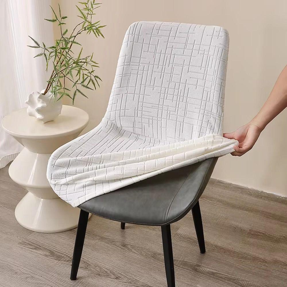 Stretchy Fabric Dining Chair Cover Geometric Texture Seat Case Seat Back Cover Office Chair