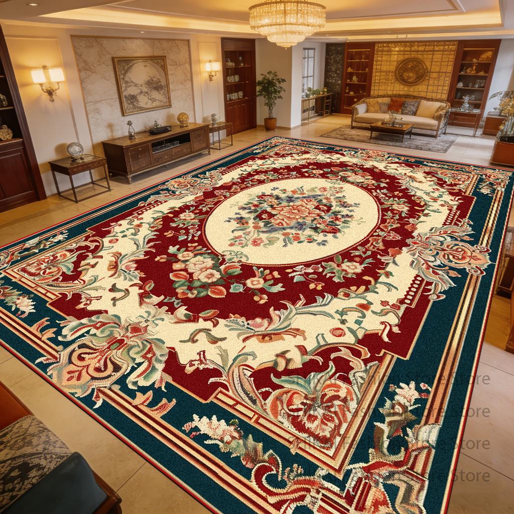 European Red Luxury Soft Living Room Carpet Decoration Bedroom Bedside Non-slip Rug Large Area Easy Clean Lint-free Floor Mats