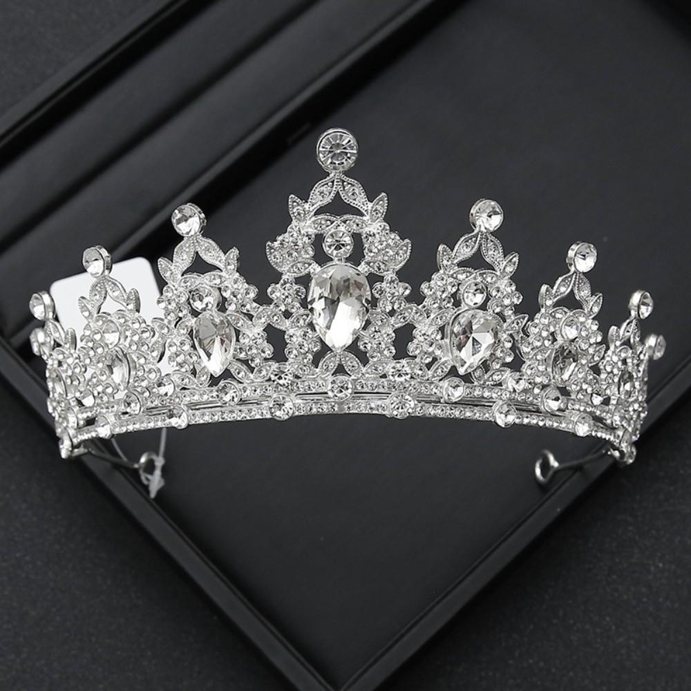 Rhinestone Crystal Bridal Tiara Pearl Wedding Party Headwear Fashion Princess Cake Crown  Birthday